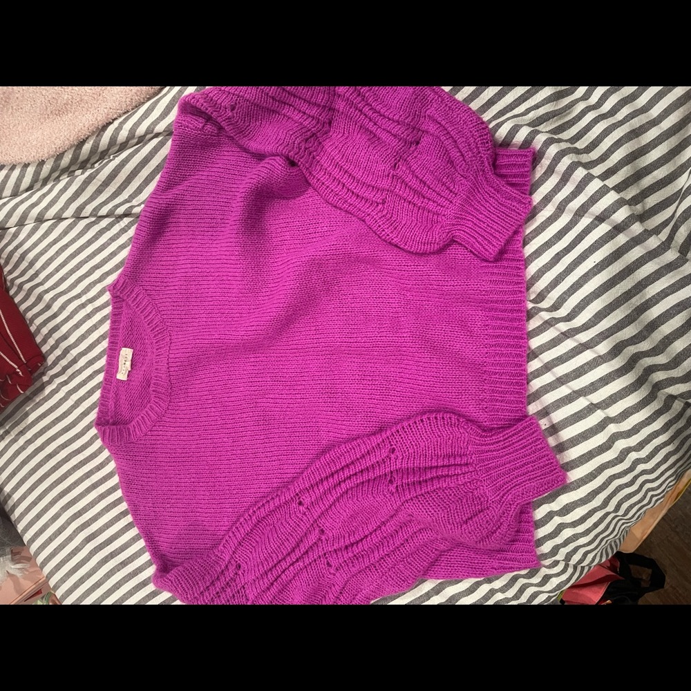 Promesa Pink Crew Neck Sweater with Textural Detailing